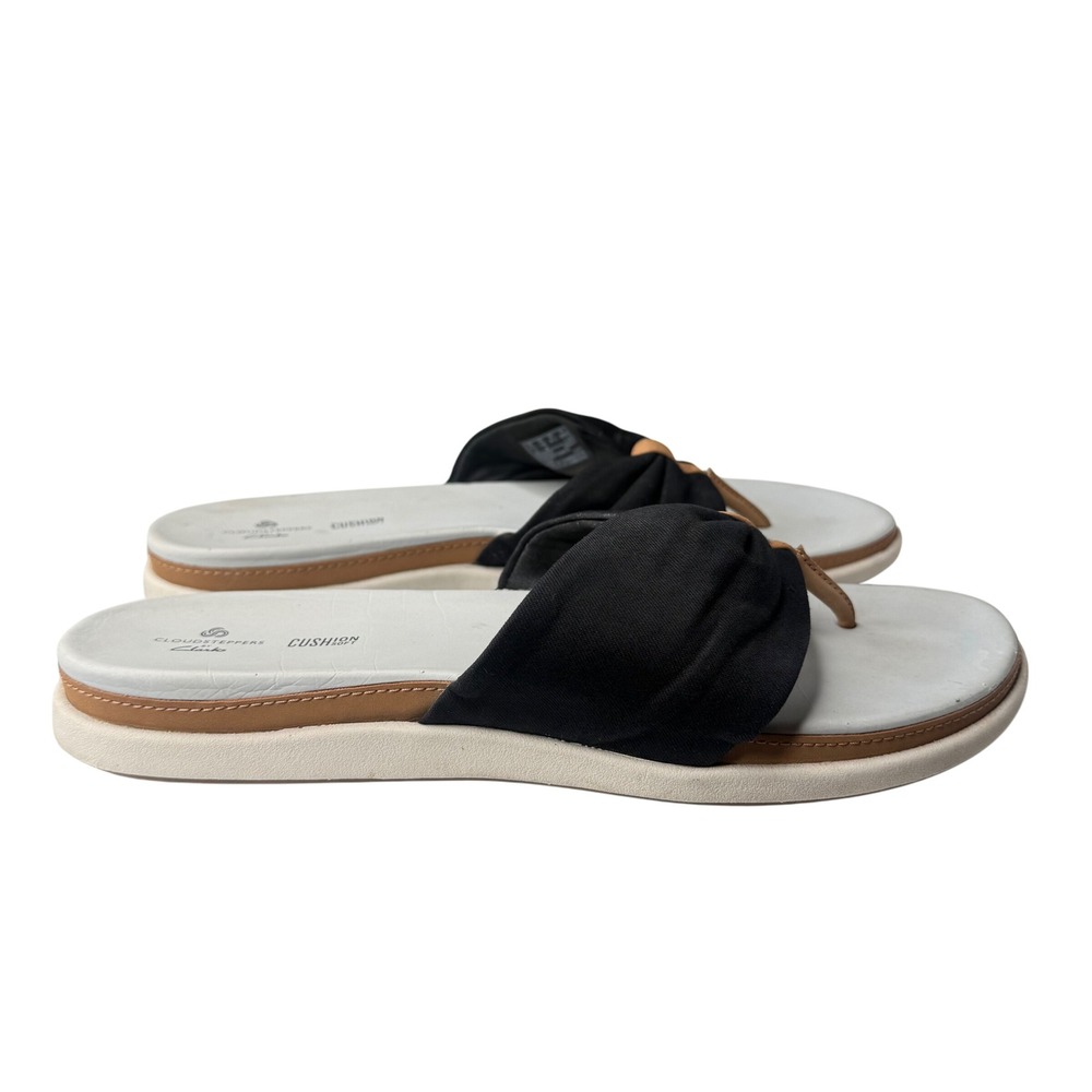 Clarks Cloudsteppers Women's Black ElizaThong Sandals Comfort Cushion Soft SZ 10